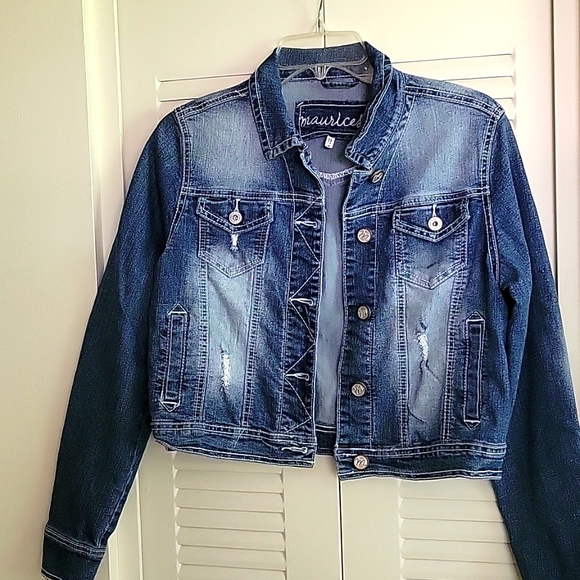Distressed Jean Jacket - Picture 1 of 5